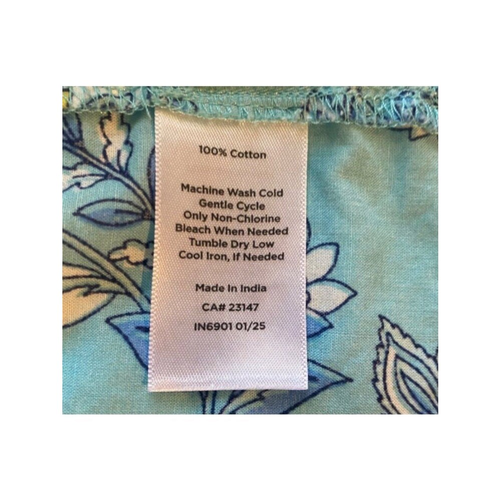 Talbots Blouse XL Blue Floral Button Up Shirt Long Sleeve Cottagecore Bohemian - Picture 3 of 9